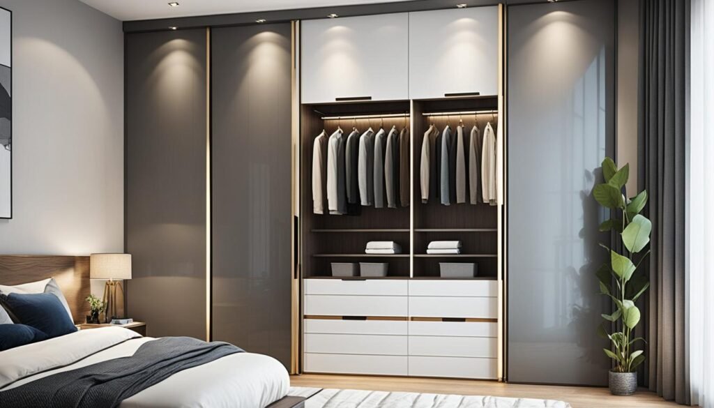 bedroom interior design with wardrobe